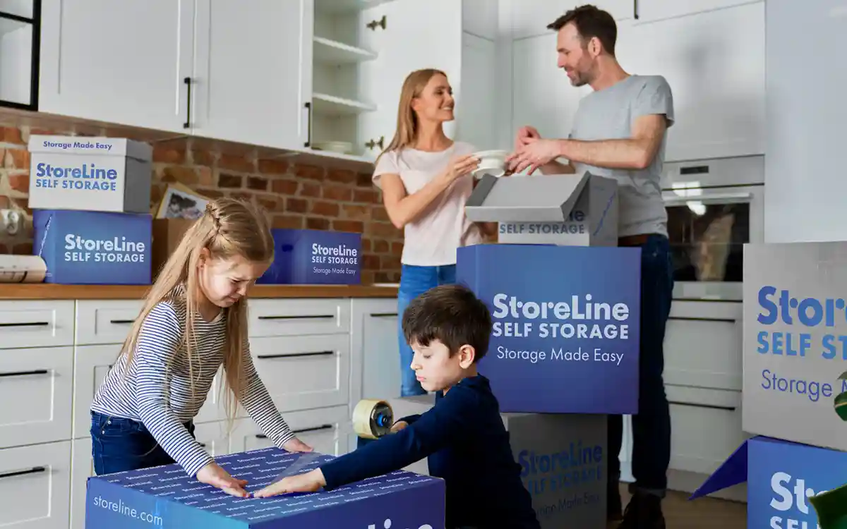 People packing Storeline Storage boxes